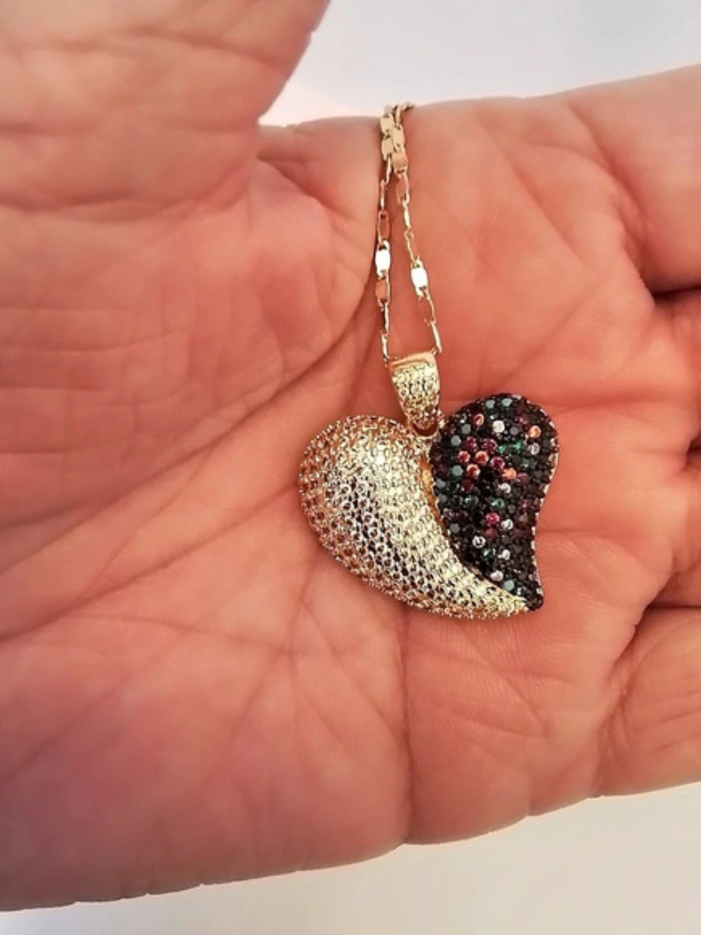 Heart Pendant Necklace in Gold & Black
